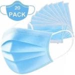 Casey 3 Ply Disposable Face Mask with Earloop 20 Per Pack blue